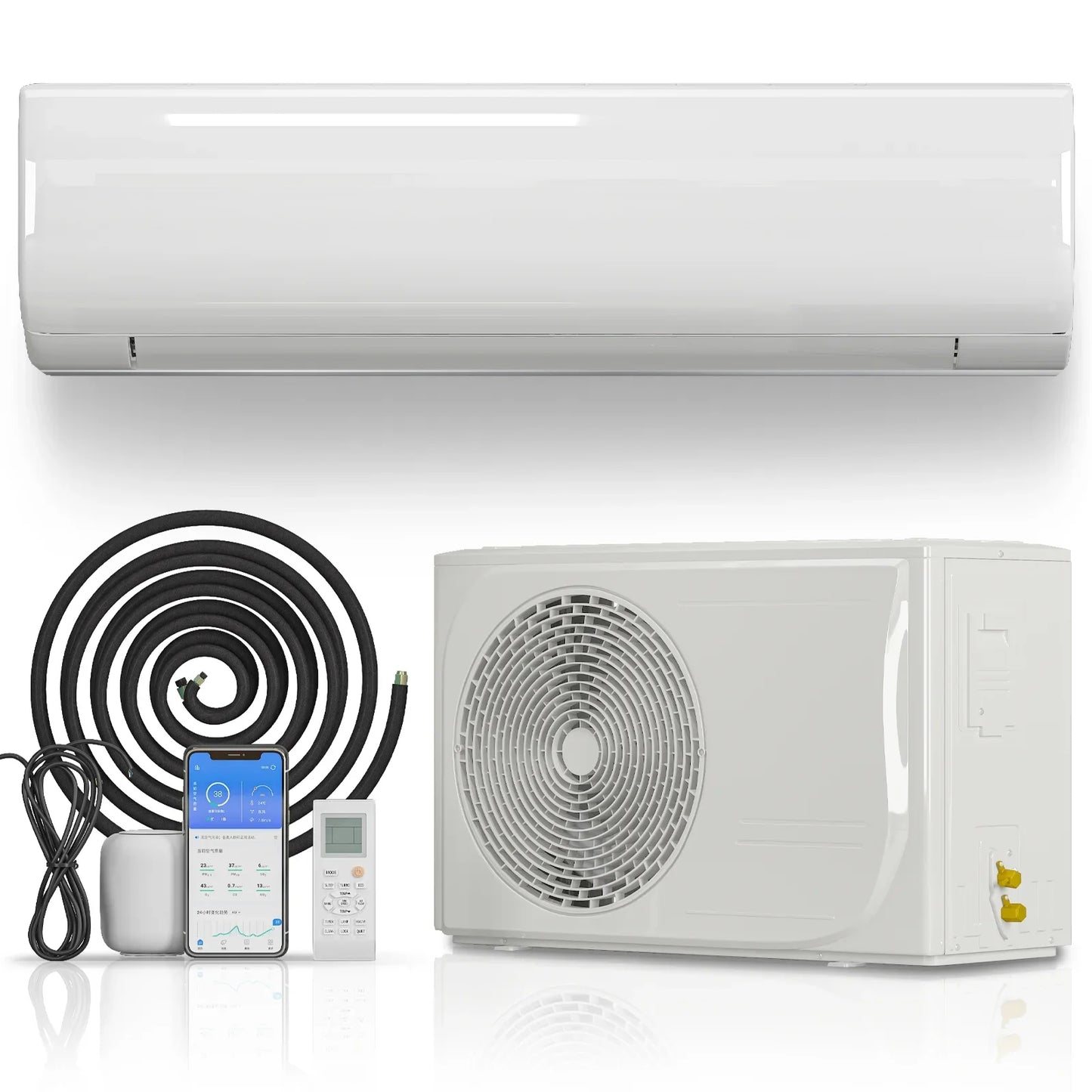 TABU 12000 BTU Split-System Air Conditioners, 19 SEER2, 115 V Mini Split AC/Heating System, WIFI Enabled,White