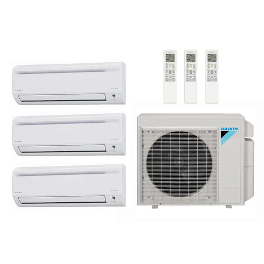 Daikin 37,000 Btu 20.2 Seer 3-Zone Mini Split Heat Pump System - 7K-12K-18K - 5MXS48TVJU - CTXS07LVJU - FTXS12LVJU - FTXS18LVJU