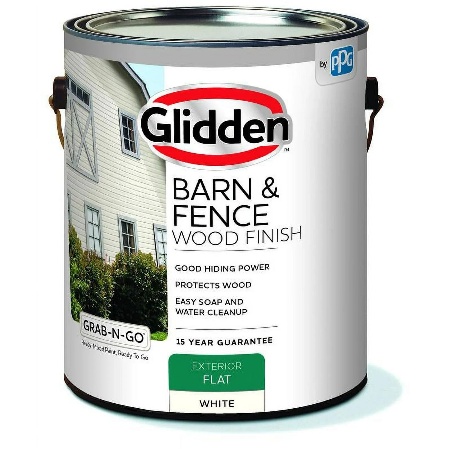 Glidden Grab-N-Go Barn & Fence Wood Exterior Paint Flat, White, 1 Gallon
