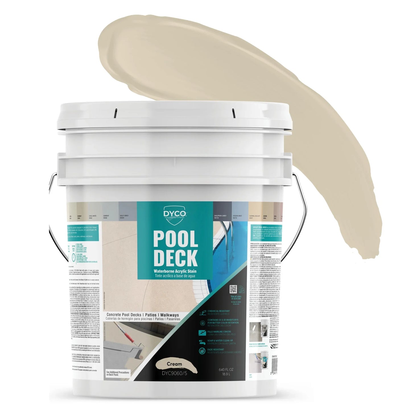 Dyco POOL DECK Waterborne Acrylic Stain, Cream, 5 Gallon