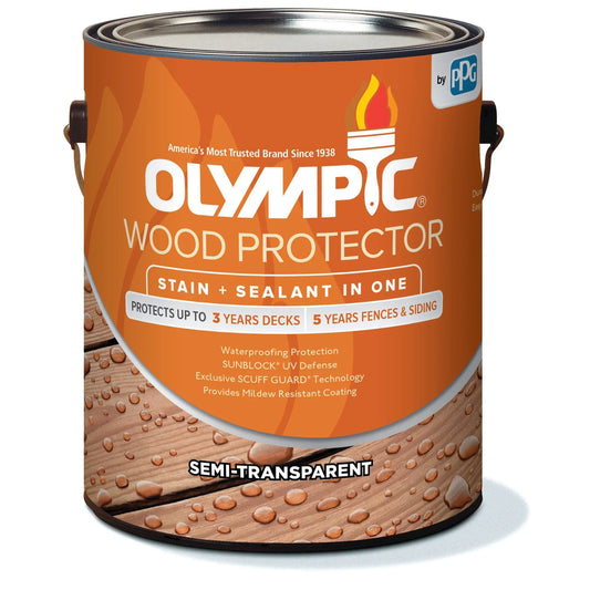 Olympic Wood Protector 1 Gallon Redwood Semi-Transparent Exterior Stain plus Sealer in One