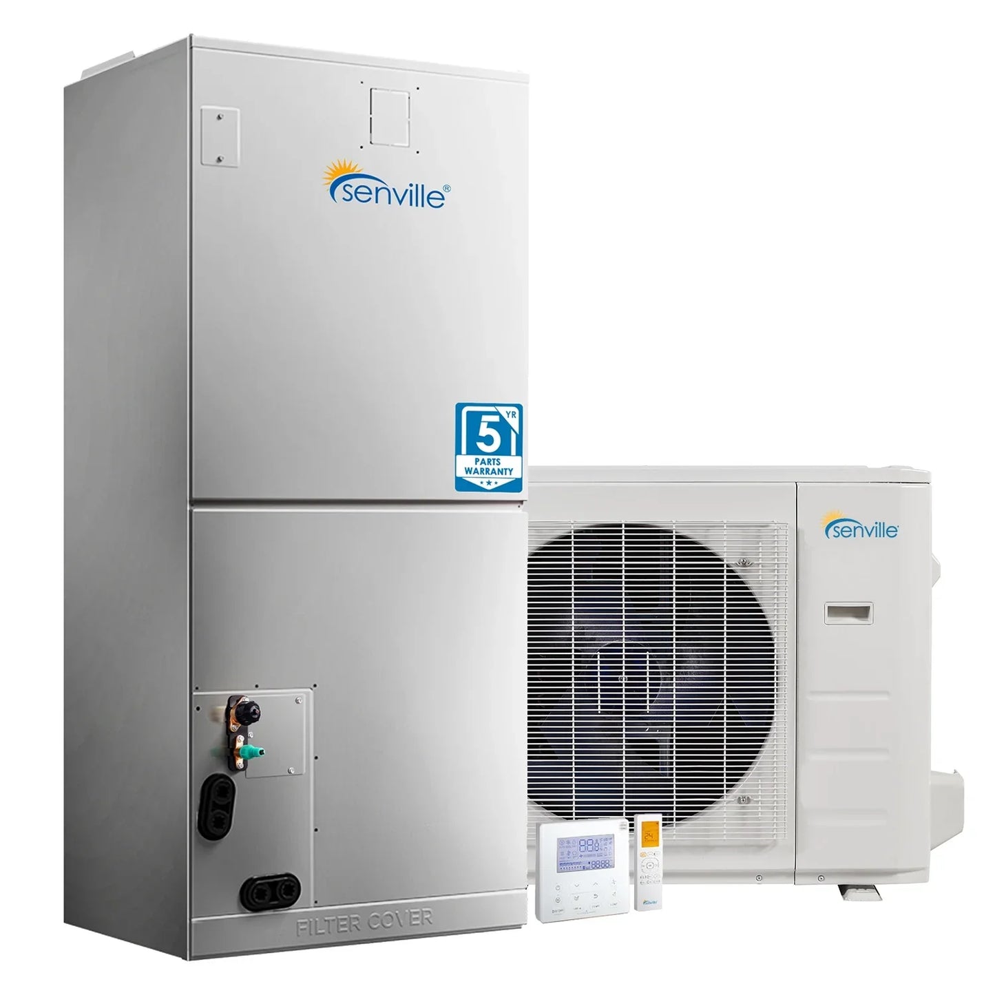 Senville 2 Ton Central Air Conditioner Heat Pump Split System, 24,000 BTU, Inverter, Variable Speed, 5KW AUX, 208/230V